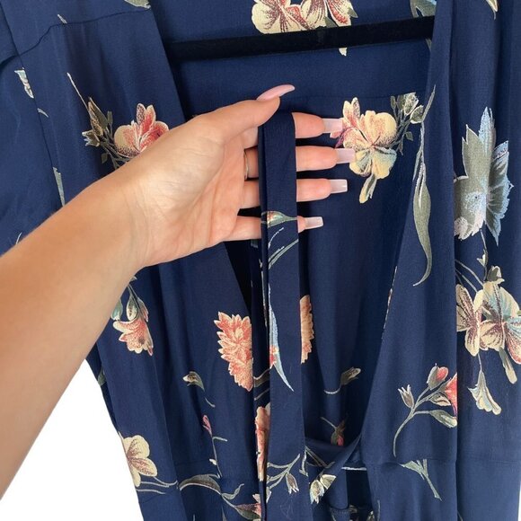 Christy Dawn The Autumn Floral Print Short Sleeve Wrap Dress Navy Blue Size S - Picture 7 of 11